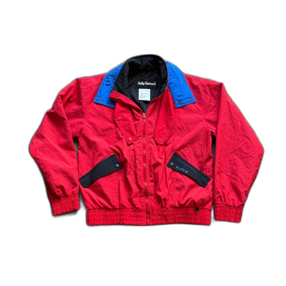 VINTAGE HELLY HANSEN EUROPA JACKET RED BLUE MENS LIFA RETRO COAT LARGE